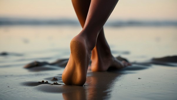 Füsse gehen im Meer